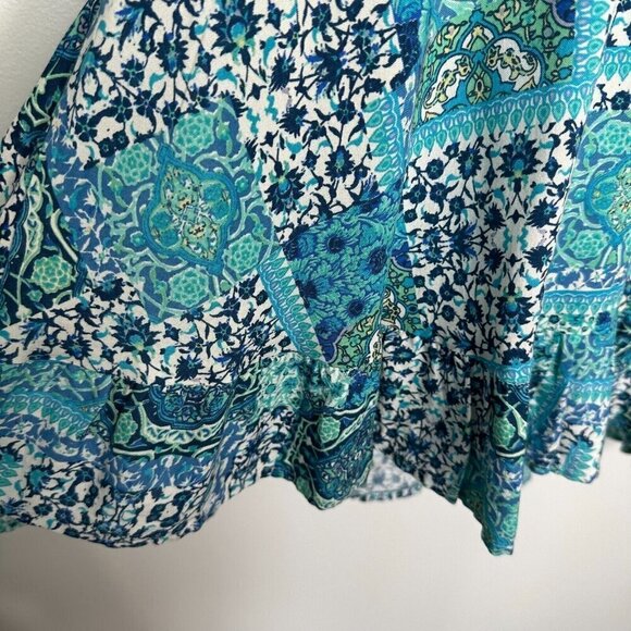 Avenue Tunic Top Patchwork Print Aqua Floral size 18 - Picture 5 of 10